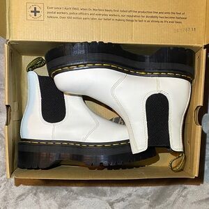 Dr. Martens White Platform Chelsea Ankle Boots